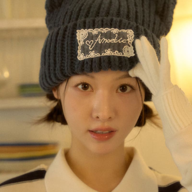 

ANOETIC MEOW KNIT BEANIE_NAVY NAVY
