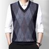Men's Plaid Sleeveless Knit Sweater Vest - Warm, Thick, Casual, Middle-aged (2024 Autumn/Winter)