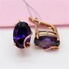 Purple Gold Bluestone Earrings, Simple Temperament, High-Grade Colored Gold-Plated Rose Gold Ear Buckles