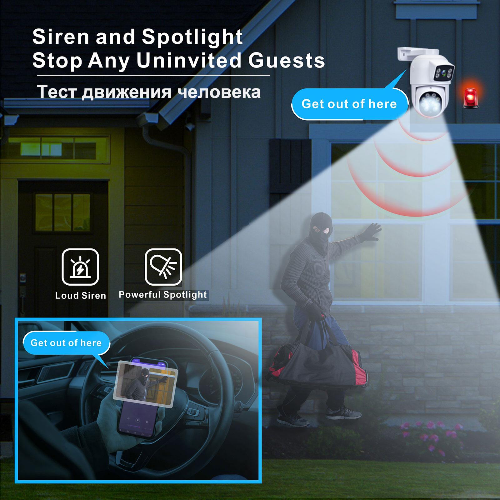 

Зовнішня IP-камера PTZ POE з двома об єктивами 6 Мп, купольна камера відеоспостереження CCTV, двосторонній аудіозв язок, кольорове нічне бачення, для системи NVR Xmeye 6MP No SD Card