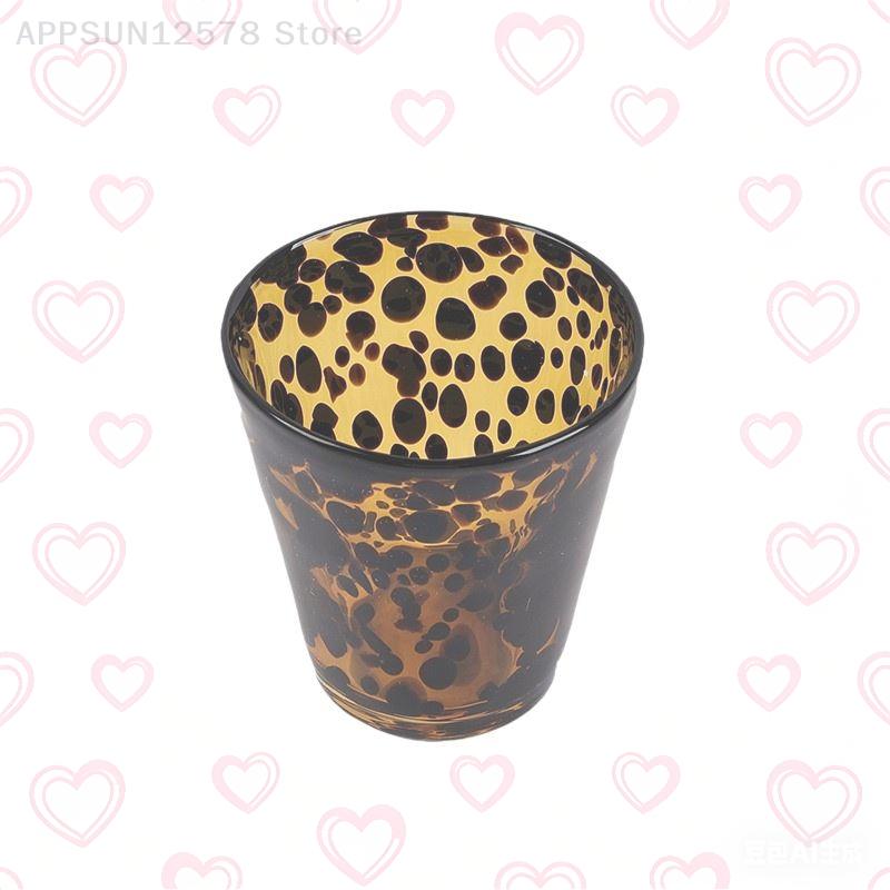 Fashion Brown Tortoise Glass Cup Leopard Print High End Water Glass for Family Gathering Office Use