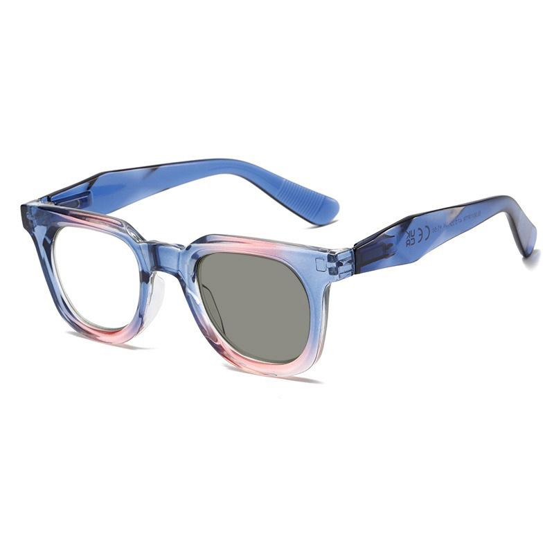 Korean Fashion Photochromic Reading Glasses Women Trends Anti Blue Light Color Changing Presbyopia Glasses TR90 Oversize Frame