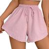 Summer Women Shorts Drawstring High Elastic Waist Shorts Loose Pocketed A-line Thin Casual Sport Homewear Short Pants