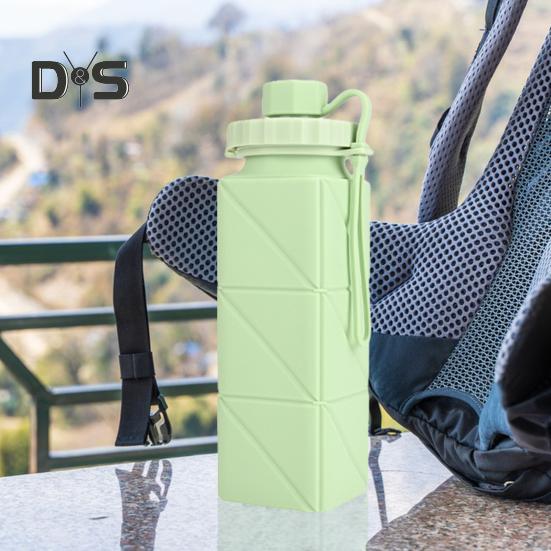 Silicone Foldable Water Bottle 610ml Leakproof Collapsible Water Bottle for Travel Camping Hiking Sports Outdoor BPA Free Portable Reusable Water Cup