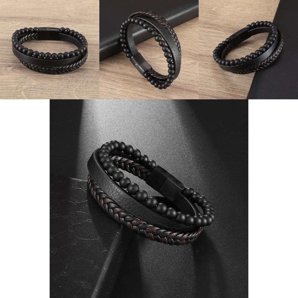 Dragon And Best-selling Natural Stone Grinding Stone Leather Bracelet Factory Direct Sales