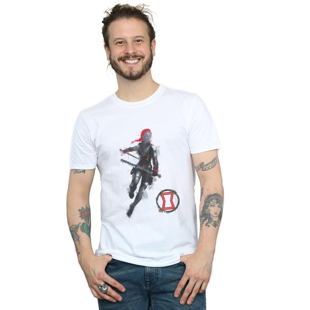 Marvel Mens Avengers Endgame Painted Black Widow T-Shirt
