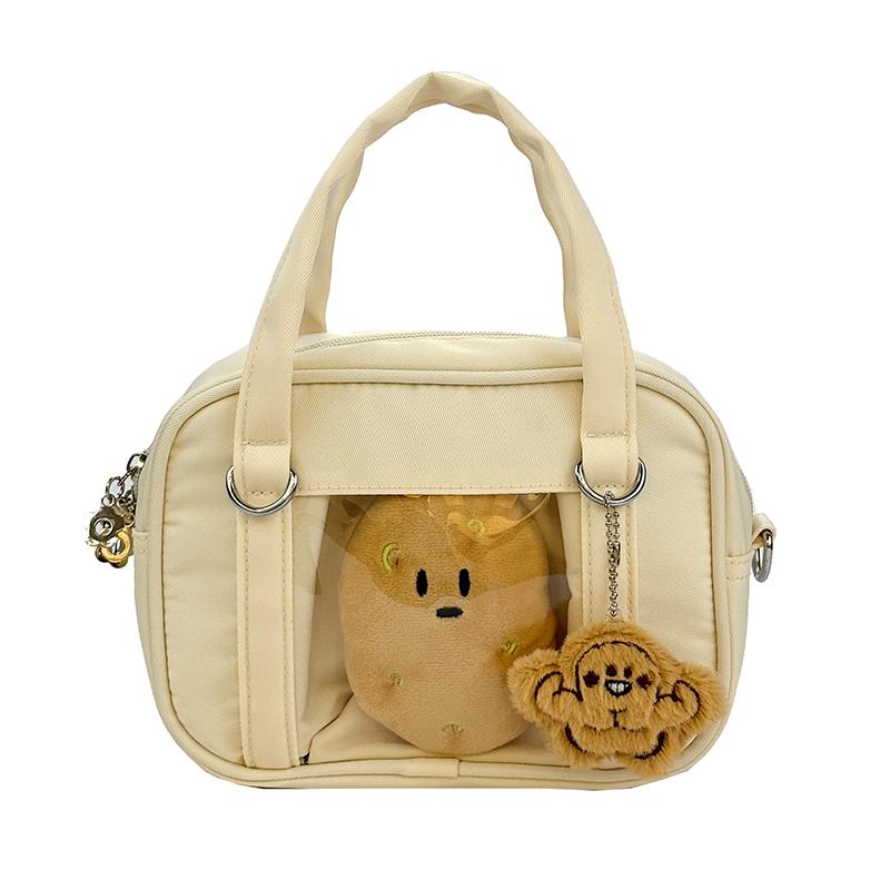Fashion Casual Kawaii Ita Bag Mini Crossbody Bag Doll Display Transparent Pocket Lightweight Nylon Handbag for Women Girls