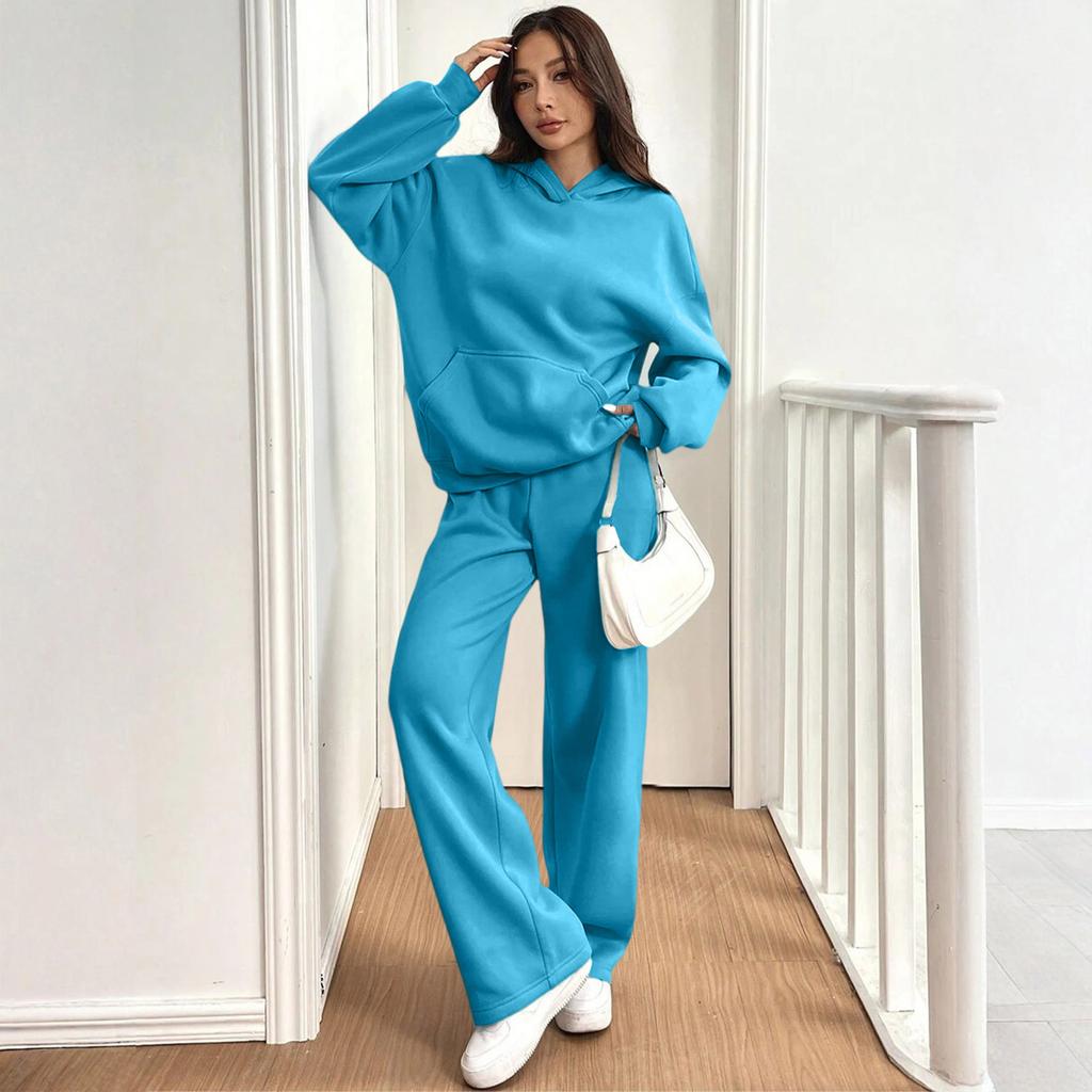 Women's Casual Warm Hooded Sweatshirt And Sweatpants /Winter Sports Set