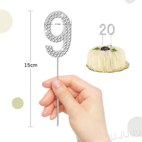 JUJUGO Number 0-9 Birthday Cake Topper, Cake Insert Card, Water Drill, Birthday Decoration, Cake Ornament, Commemorative Photo, Handmade Cake, Cake Sp