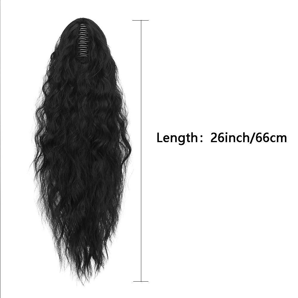 Damen 26 Zoll Maiswelle flauschige Klammer Pferdeschwanz Perücke