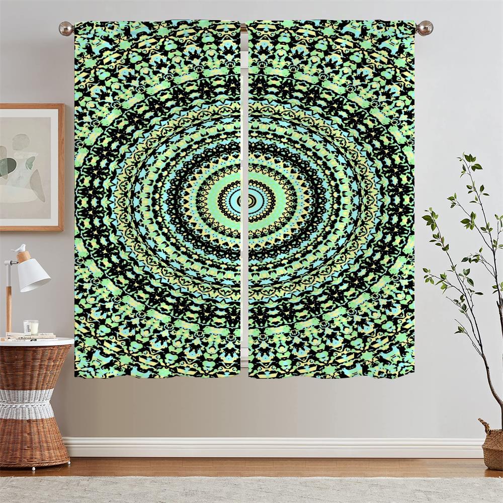 Trippy Vibrant Mandalas Kitchen Curtains for Bedroom Decoration Curtains Living Room Window Curtain Tiebacks Tulle In Kitchen