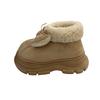 Women's Lightweight Chunky-Soled Winter Insulated Snow Boots with Bow Detail Faux Fur Lining, Slip-Resistant, Durable, Casual Athletic Cotton Boots