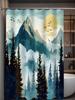 Mountain Forest Landscape Shower Curtain Machine Washable All Season Waterproof Privacy Protection Nature Design Serene 12 Hooks