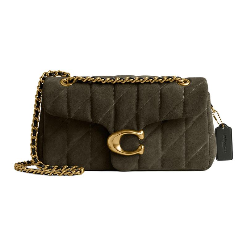 Coach Tabby 26 Bronze Hardware Split Leather Crossbody Shoulder Bag Medium Women's Olive Green