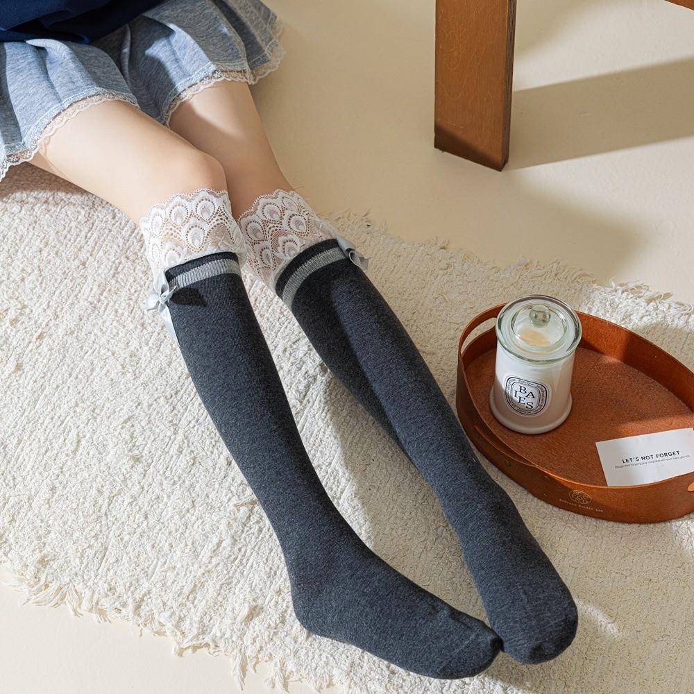 Strümpfe mit Schleife College-Stil Warme Socken Modische Lange Socken Herbst Winter
