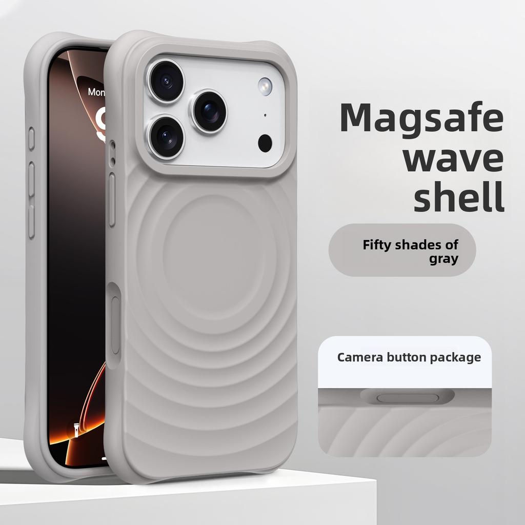 Capa Líquida de Silicone Magnética, Ondulada, para iPhone 17, Cobertura Total com Toque de Pele, Capa Protetora para Apple 16 Pro Max