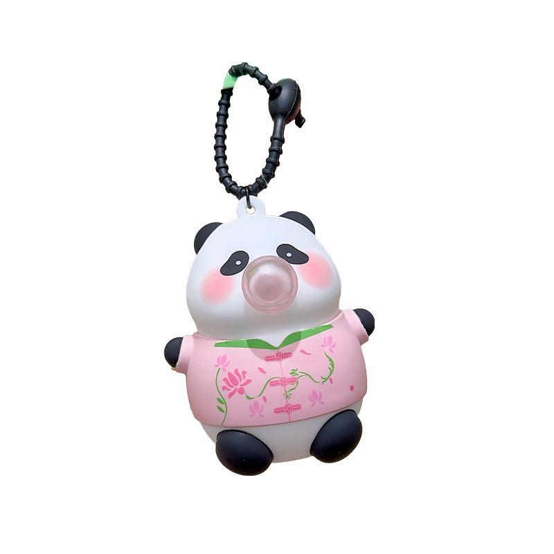Wear Pandas Clothes Blow Bubbles Keychain Animal Keyring Backpack Gift Pendant