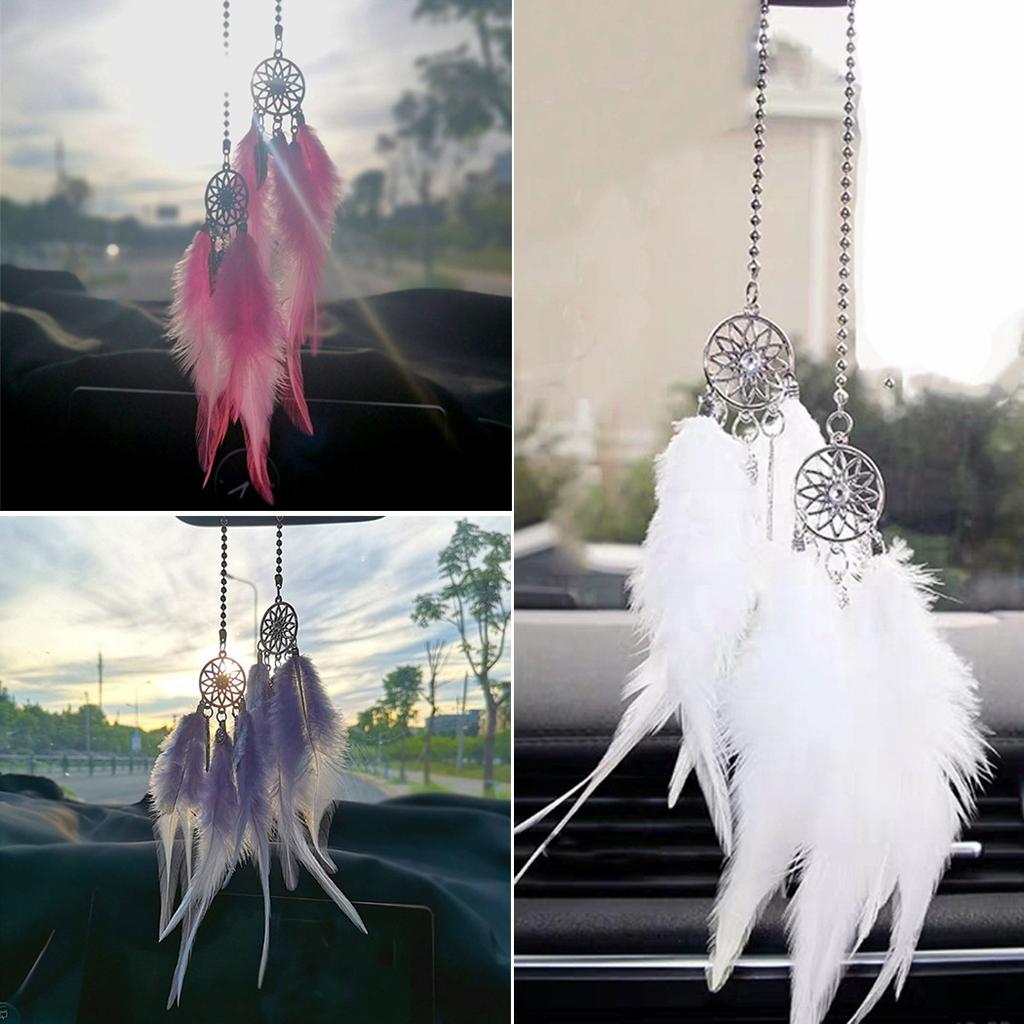 Catcher Car Rearview Mirror Pendant Feather Decor Auto Ornament Hang Charm