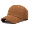 Corduroy baseball cap men's and women's autumn and winter new solid color cap thermal visor fashionable simple hat