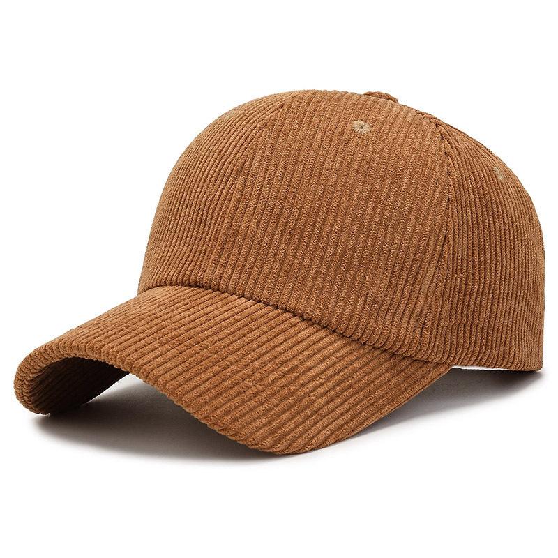 Corduroy baseball cap men's and women's autumn and winter new solid color cap thermal visor fashionable simple hat