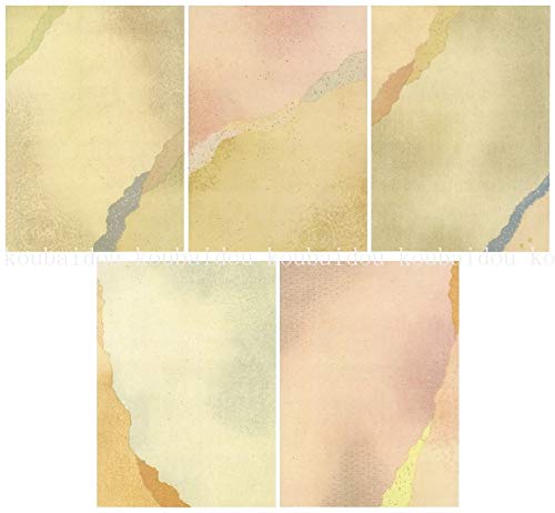 Kobaido Kana Ryoushi Tamakazura Half-sized Paper, 50 Sheets (5 Designs, 10 Sheets Each)