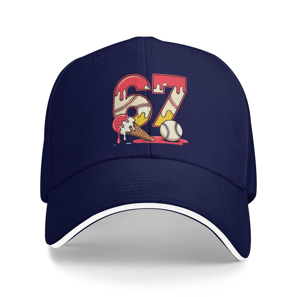 Baseball Drip 67 Cool Player Number 67 Ice Cream Drip Sun Baseball Cap Summer Fashion Hip Hop Hats For Men Skate Snapback Cap