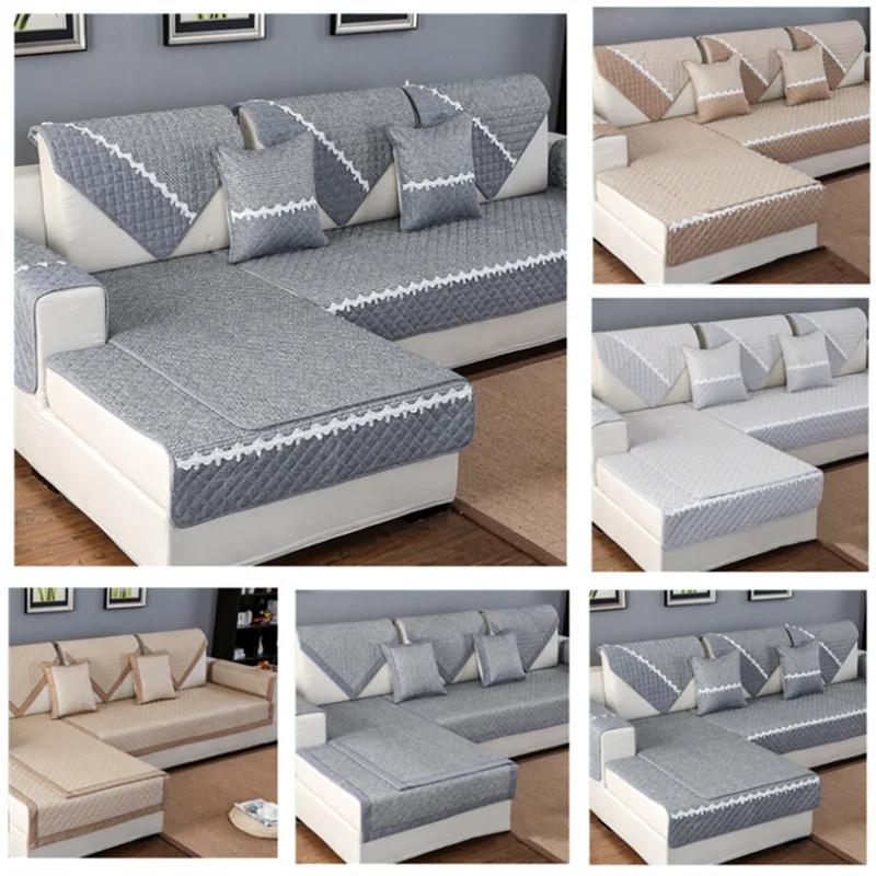 High Quality Sofa Cover Sofa Towel Cushion Solid Color Cotton Linen Fabric Couch Cover Four Seasons Available Sofa Towel