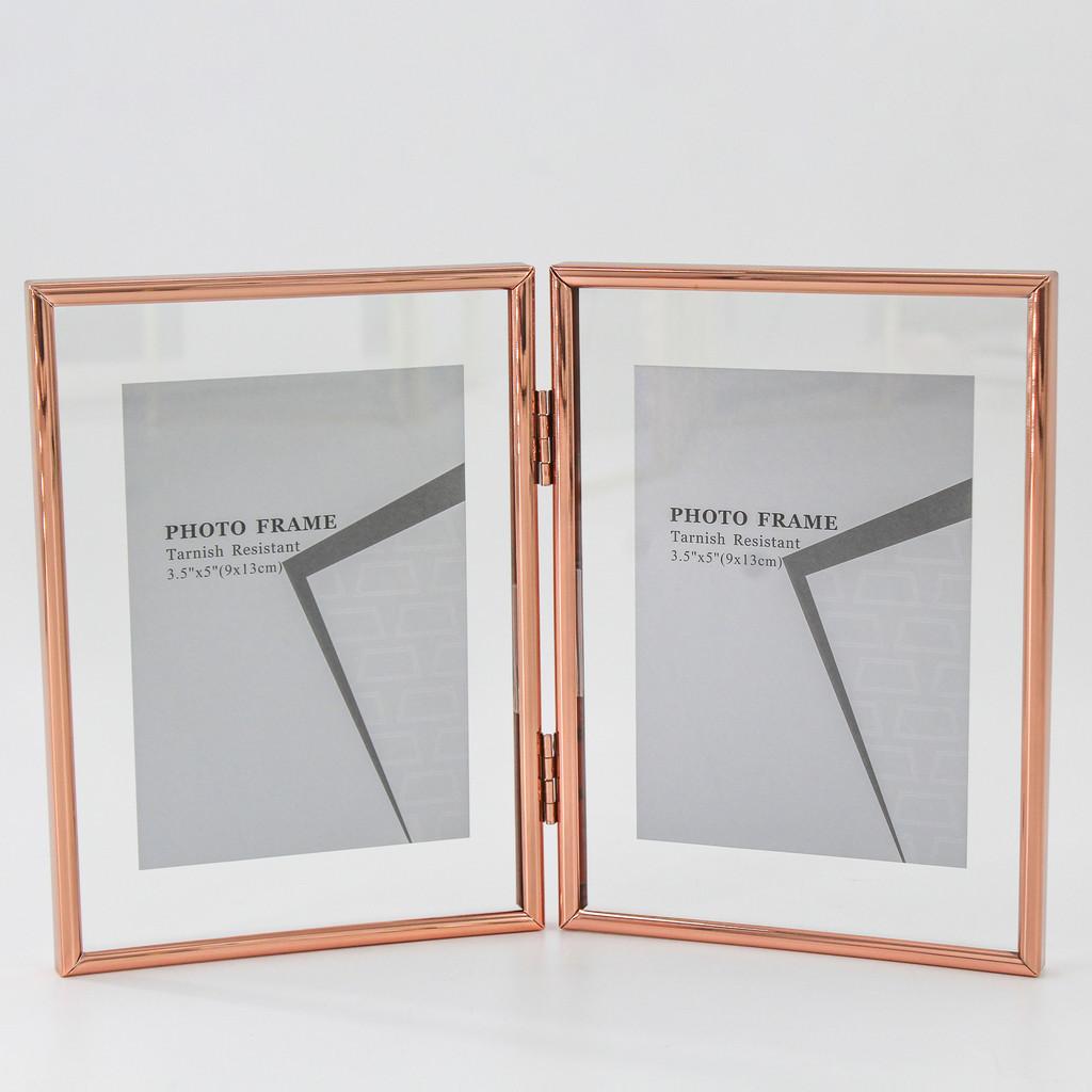 7 And 5 Inch Double Sided Transparent Fold Dual Photo Frame For Home Decor