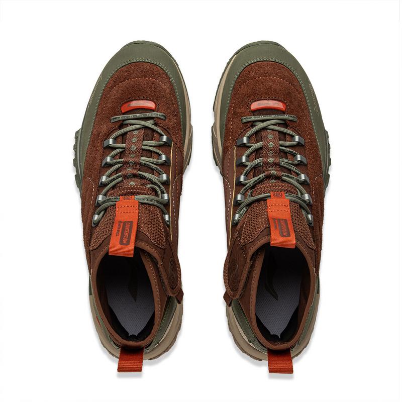 New LiNing Xingye HIGH Anti Slip Wear Resistant High Top Hiking Shoes Unisex Umber Green AHCU059-1