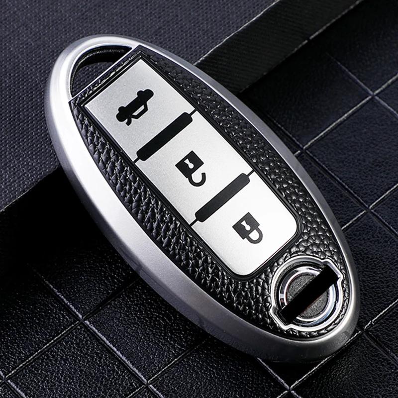 Car Key Case Cover for Nissan Leaf Micra Qashqai J11 J10 X Trail T32 Fob Versa Note Patrol Key Cover AccessoriesTPU Leather