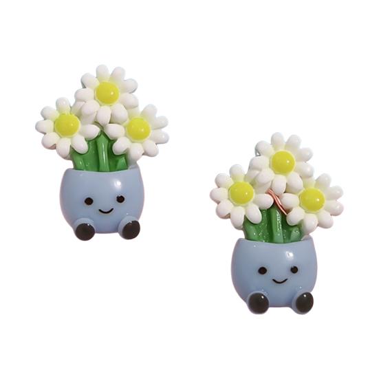 

2Pcs Cartoon Potted Plants Fridge Magnet Resin 3D Potted Cactus Aloe Lily Tulip Flower Refrigerator Magnet Kitchen Home Office Decoration E