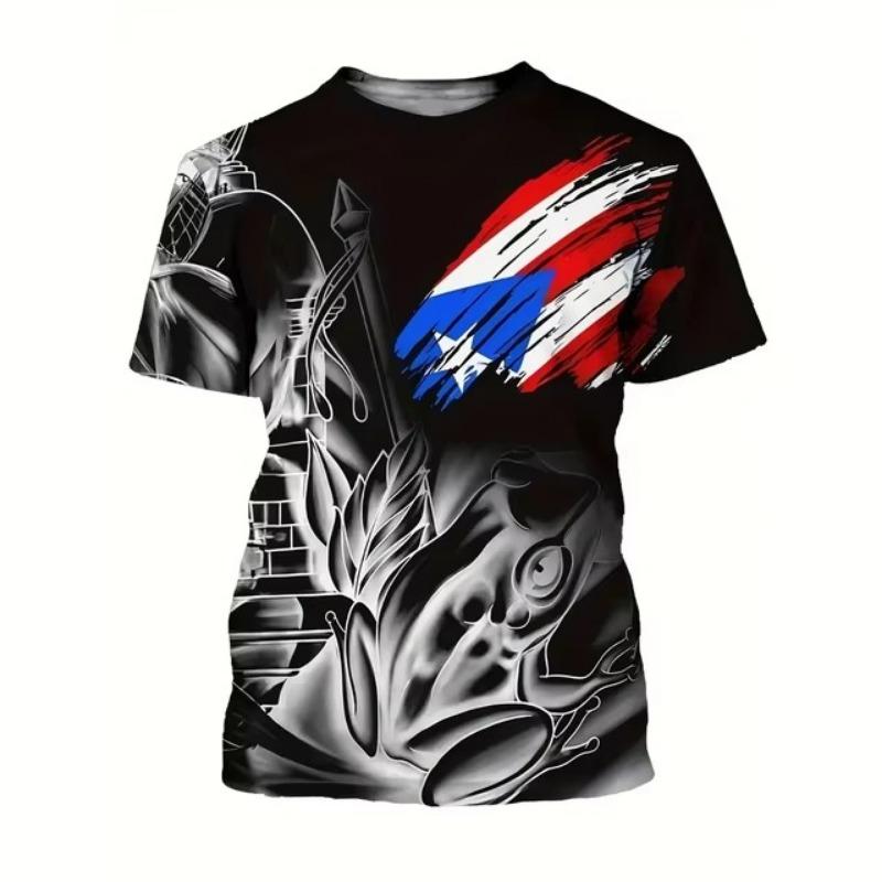 Πουέρτο Ρίκο Ανδρικό T-Shirt Κοντομάνικο T-Shirt Με Σχέδιο Σημαίας Εκτυπωμένο T-Shirt Oversized Ανδρικά Ρούχα Μπλούζες Με Στρογγυλή Λαιμόκοψη Εξωτερικού Χώρου Streetwear
