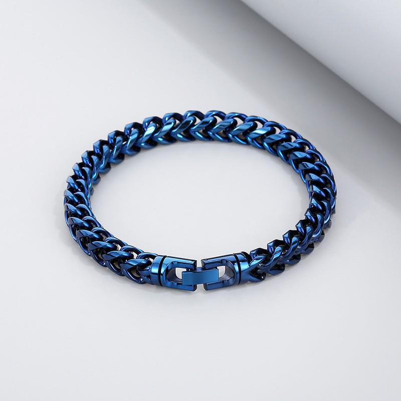 Rainbow Bbracelet 10mm Hip Hop Herringbone Chain Bracelet for Men Rock 316L Stainless Steel Multicolour Motorcycle Party Jewelry
