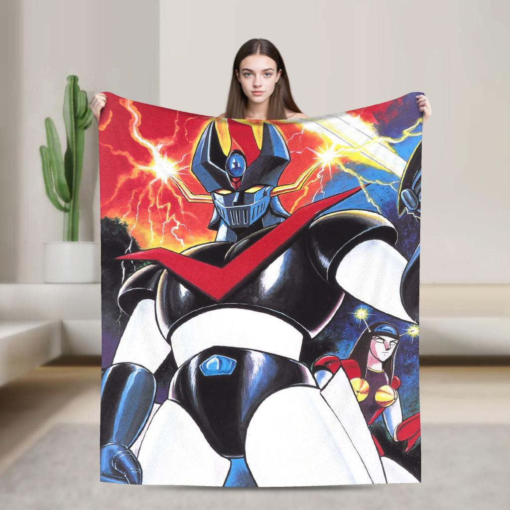 Mazinger Z Goldorak Actarus Decken Fleece Anime Roboter Grendizer Leichte Dünne Überwurfdecke für Bett Bettteppich
