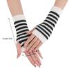 HOT Winter Half Finger Gloves Striped Fingerless Gloves Knitted Long Fingerless Gloves Arm Cover Elbow Mittens Winter Arm Warmer