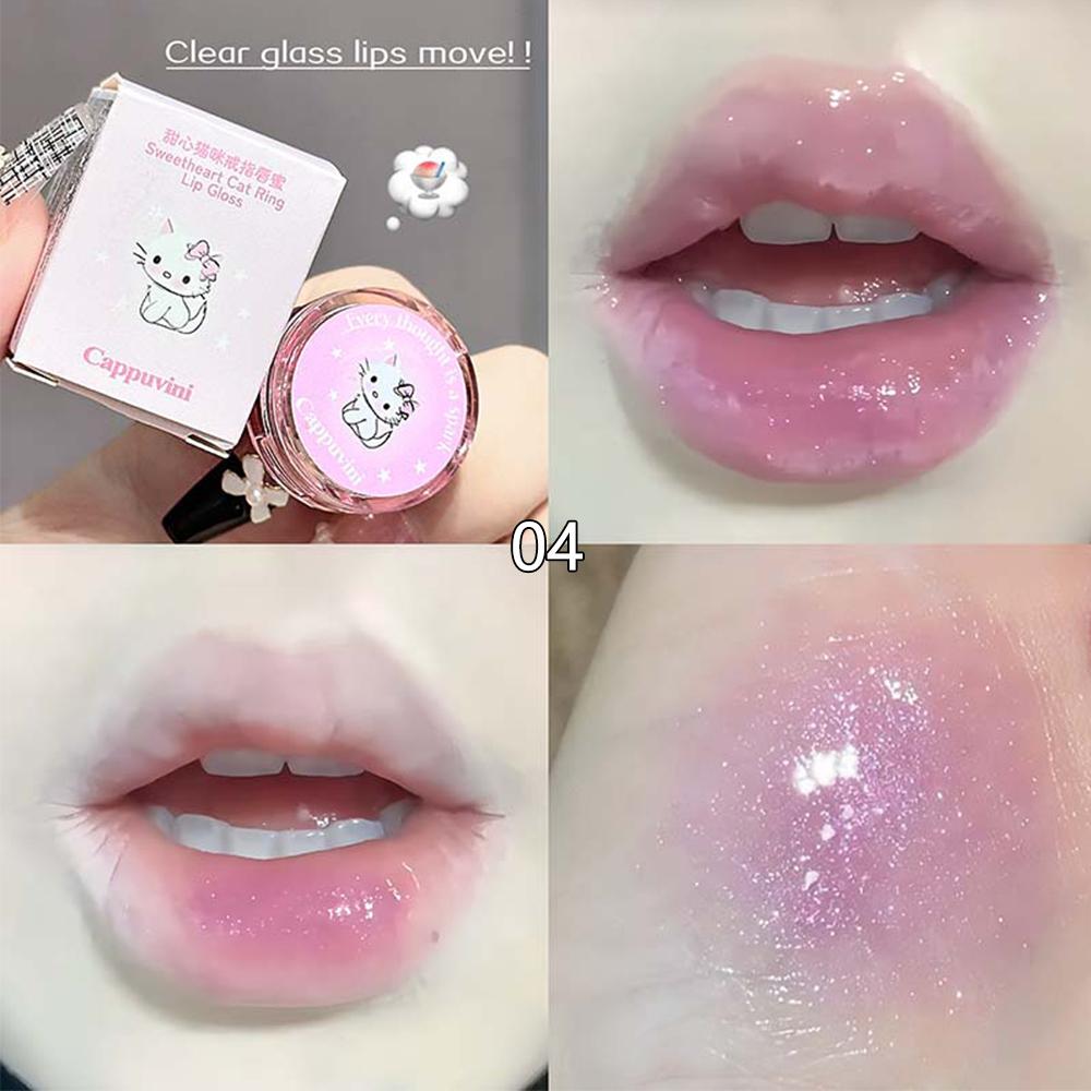Sweetheart cat ring lip gloss is tender, pseudo-makeup, water gloss lip gloss lipstick