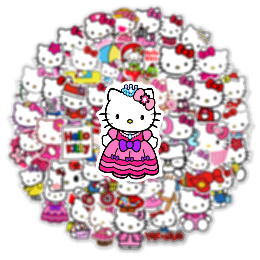 50pcs Hello Kitty Cute Stickers Waterproof Vinyl Decals Diy Decor For Phone Laptop Ipad Thermos Water Bottle Luggage Notebook