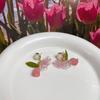 Pinkdudu 2023 Sweet Pink Rose Green Leaf Drop Earrings Fashion Creative Silver Needle Flower Earring for Women Jewelry PD1459