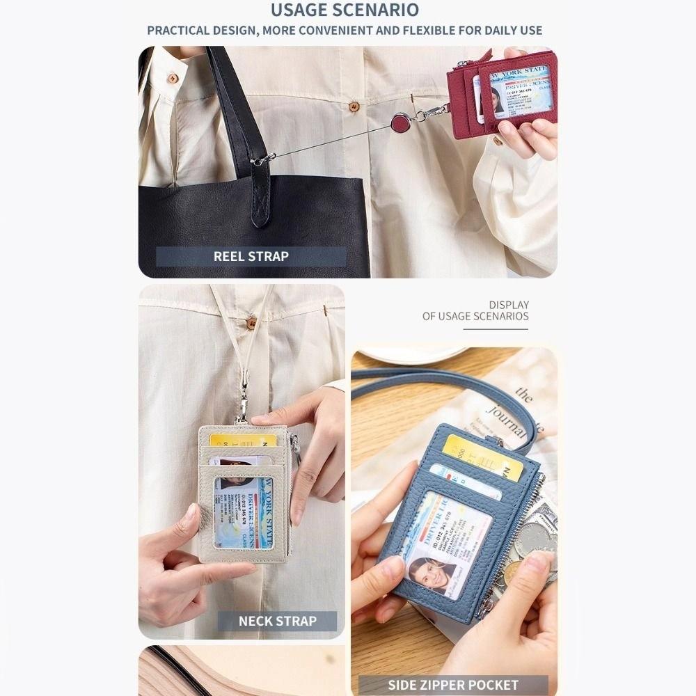 Neck Hanging Reel Strap Badge Holder with Lanyard ID Card Case Multifunctional Male Wallet Unisex