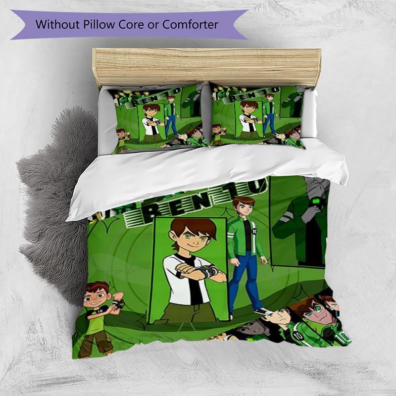 3-teiliges Bettbezug-Set (1 * Bettbezug + 2 * Kissenbezug, ohne Kern), Ben 10 Cartoon-Aufdruck Bettwäsche-Set, Schlafzimmer-Dekoration, Ganzjahres, Geburtstagsgeschenk