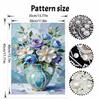 DIY Frameless Pearl Painting Kit Blue Vase Flowers 3D Shiny Bead Art Canvas Relaxing Creative Craft for Home Wall Decor Gift