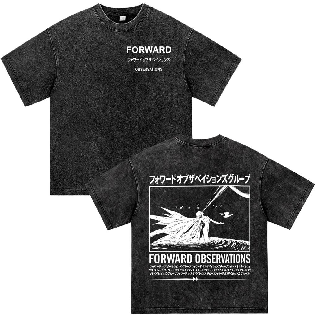 Forward Observations Group Camisetas Lavadas Vintage Esqueleto Moda Masculina Femenina Gótico Casual Camiseta de Manga Corta Streetwear