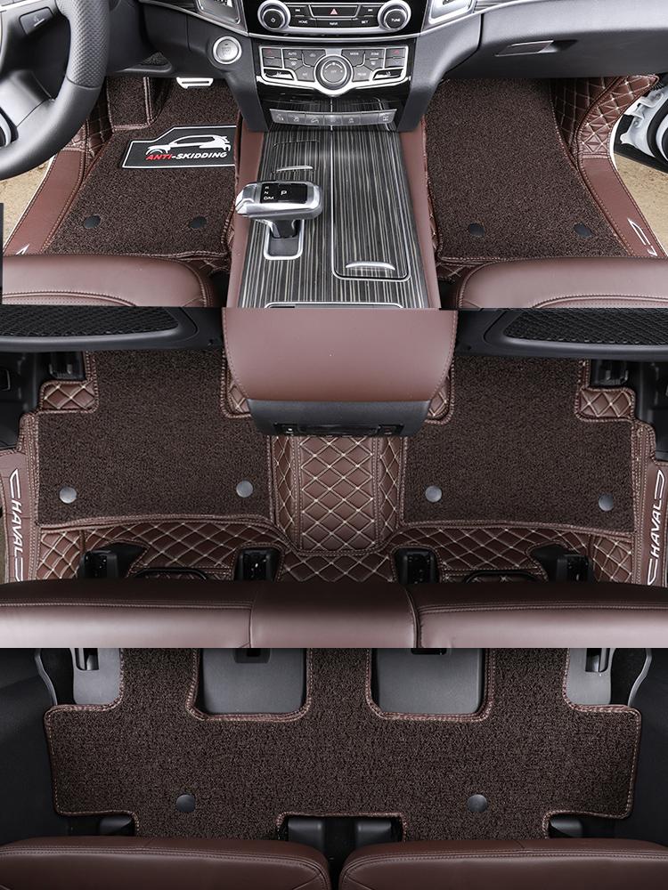 For GWM Haval H9 2017-2022 2021 Car Floor Mats Double Layer PU Leather Foot Pad Interior Floorliner Auto Accessories For LHD