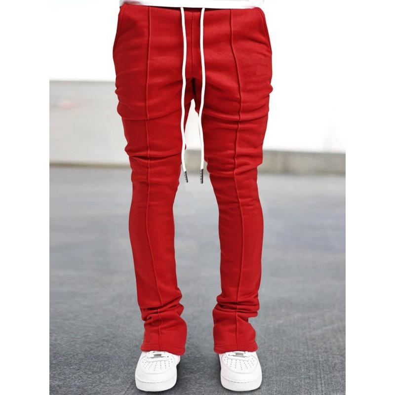 

Men s Red Slim Fit Joggers Drawstring Waist Vertical Seam Detail Casual Sweatpants S красный