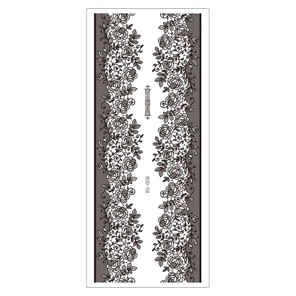 Waterproof Black Lace Thigh Garter Henna Temporary Tattoo Stickers