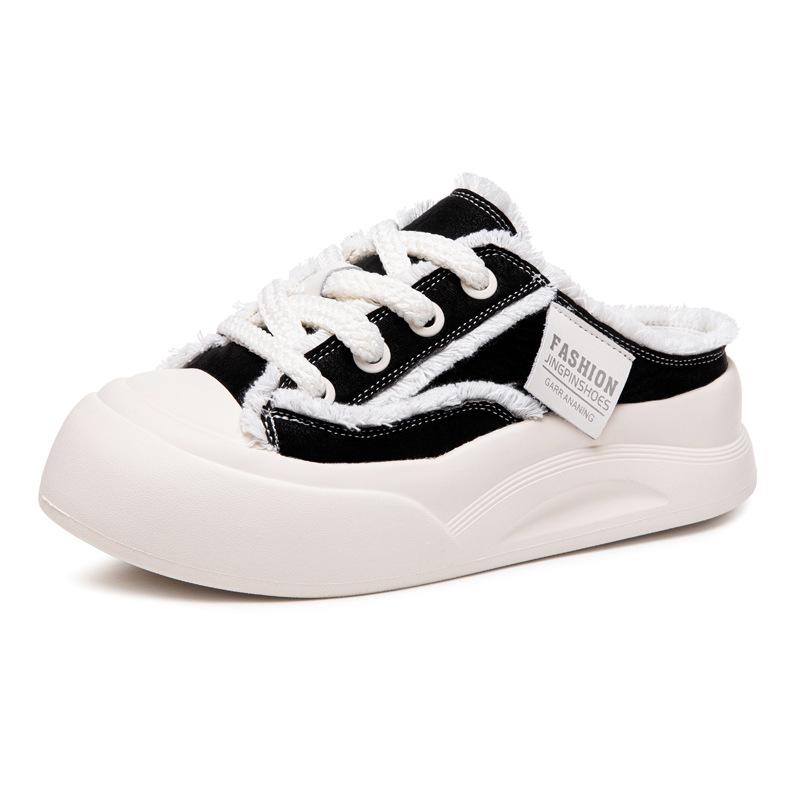 

Женские парусиновые полутапочки, дышащие повседневные кроссовки для женщин, обувь на вулканизированной платформе, удобные мокасины без застежек Zapatos Mujer 40 чёрный