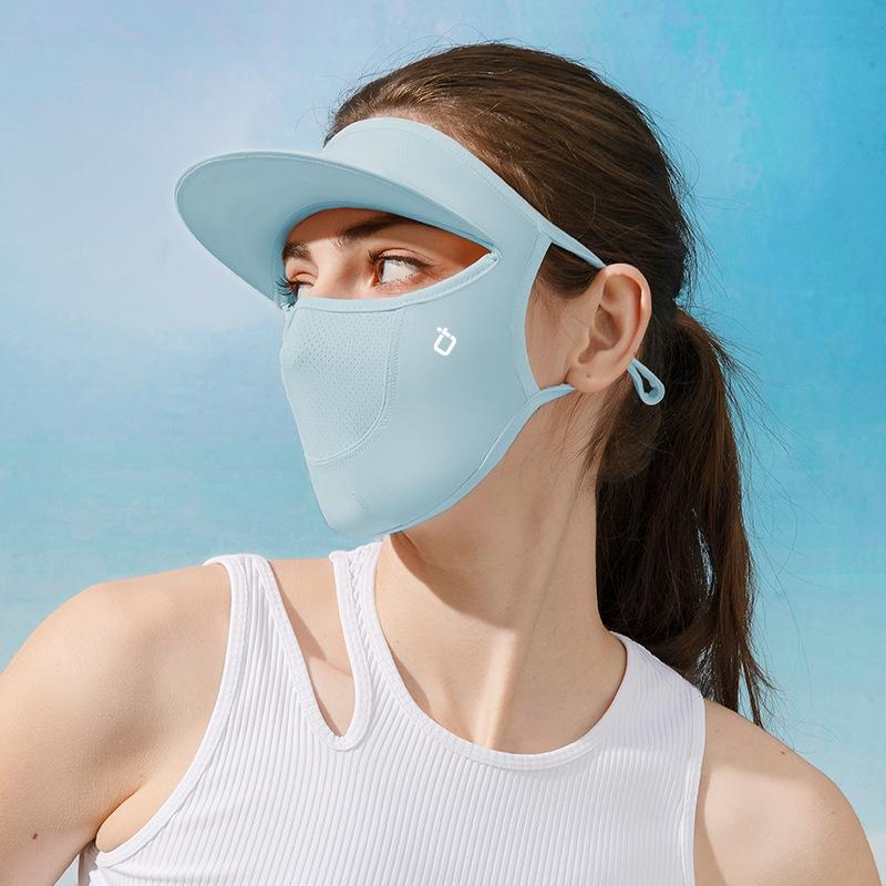 Women s Summer Ice Silk Sun Protection Face Mask UV Protection Cycling Visor Full Face Balaclava синий