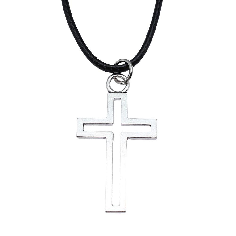 Ankh Cross Pendant Necklace Ancient Egyptian Symbol Gothic Jewelry With 45cm Leather Chain