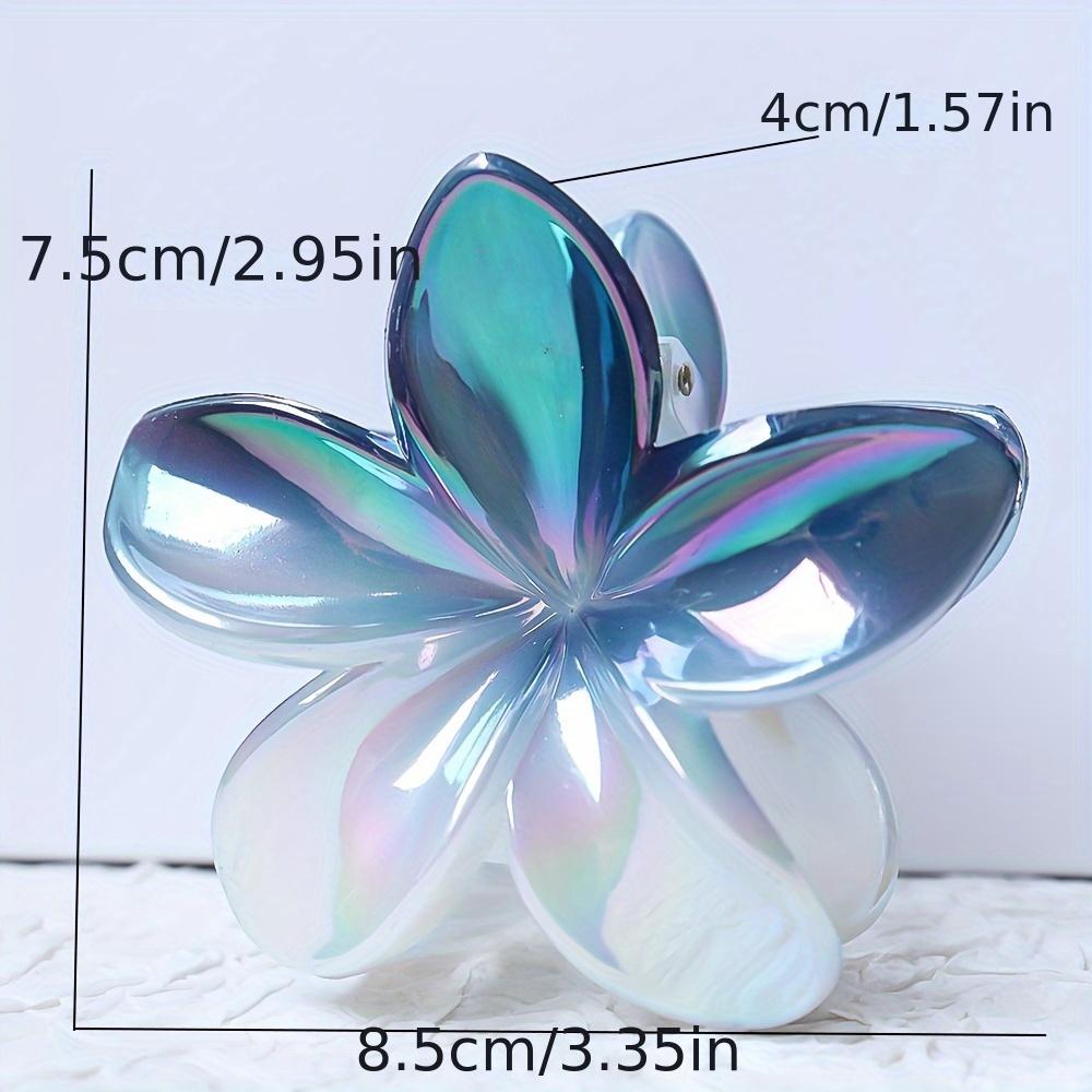 1 Stück Elegante Frangipani Haarnadel, Glitzernde Kunststoffblume Haarspange, Niedliches Hai-Klammer-Design, Farblich passend, Mittlere Größe, Einzelnes individuelles Stück