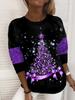 XS-8XL Women's T shirt Tee Snowflake Sparkly Christmas Tree Christmas Weekend Painting Tee Long Sleeve Print Round Neck Basic